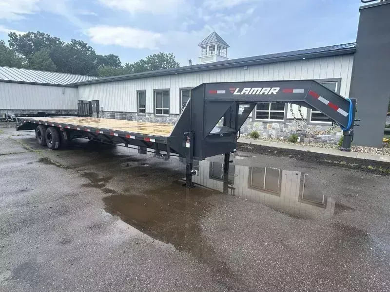 2026 Lamar 102x32' Gooseneck Beavertail Deckover Trailer 24000# * DEXTER 12000 AXLES * HDSS SUSPENSION * DEXTER AXLES * FULL WIDTH RAMPS * CHARCOAL * 12" / 19# I-BEAM * FRONT TOOLBOX / DUAL JACKS * UNDER FRAME BRIDGE