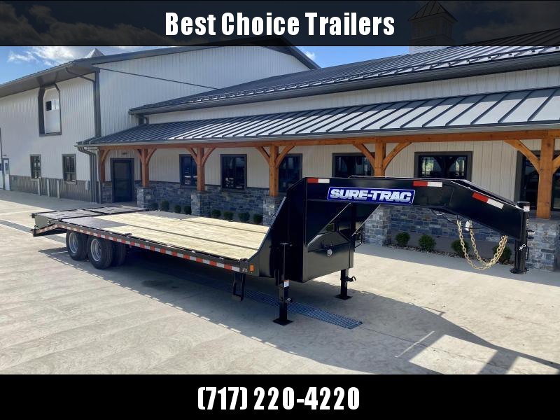 2021 Sure-Trac 102x25' Gooseneck Beavertail Deckover Trailer 25990# GVW * 12000# DEXTER AXLES * HDSS SUSPENSION * FULL WIDTH RAMPS * 12" I-BEAM * PIERCED FRAME * RUBRAIL/STAKE POCKETS/PIPE SPOOLS/10 D-RINGS * CROSS TRAC BRACING * HD BEAVERTAIL 2021 Sure-Trac 102x25' Gooseneck Beavertail Deckover Trailer 25990# GVW * 12000# DEXTER AXLES * HDSS SUSPENSION * FULL WIDTH RAMPS * 12" I-BEAM * PIERCED FRAME * RUBRAIL/STAKE POCKETS/PIPE SPOOLS/10 D-RINGS * CROSS TRAC BRACING * HD BEAVERTAIL