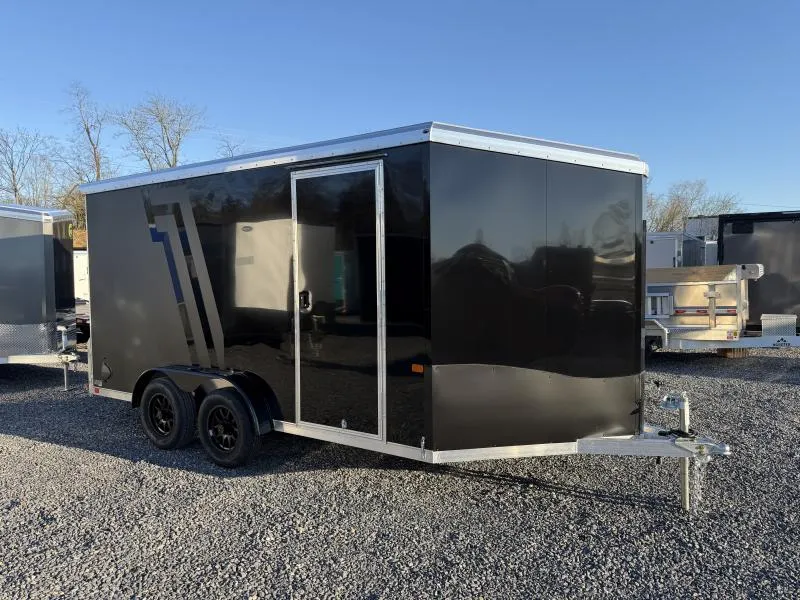 2026 Neo 7.5x14' NAMR Aluminum Enclosed Motorcycle Trailer * NUDO FLOOR & RAMP * VINYL WALLS & CEILING * 12V POWER PKG * NUDO SKUFF * ALUMINUM WHEELS * +12" HEIGHT - UTV PACKAGE * PEWTER+CHARCOAL * TORSION SUSPENSION * DRT SPOILER