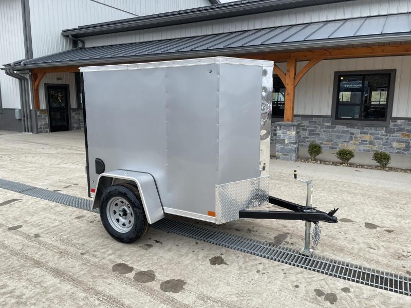 2021 ITI Cargo 4x6' Enclosed Cargo Trailer 2990# GVW * SILVER EXTERIOR * .030 SEMI-SCREWLESS * 1 PC ROOF * 3/8" WALLS * 3/4" FLOOR * 16" STONEGUARD * HIGH GLOSS PAINTED FRAME 2021 ITI Cargo 4x6' Enclosed Cargo Trailer 2990# GVW * SILVER EXTERIOR * .030 SEMI-SCREWLESS * 1 PC ROOF * 3/8" WALLS * 3/4" FLOOR * 16" STONEGUARD * HIGH GLOSS PAINTED FRAME