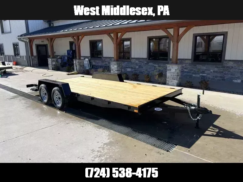2026 AMO 7x18' Wood Deck Car Trailer 7000# GVW * LED TAIL LIGHTS * STACKED CHANNEL TONGUE/FRAME * BEAVERTAIL * REMOVABLE FENDERS * 2-AXLE BRAKES 1772507855