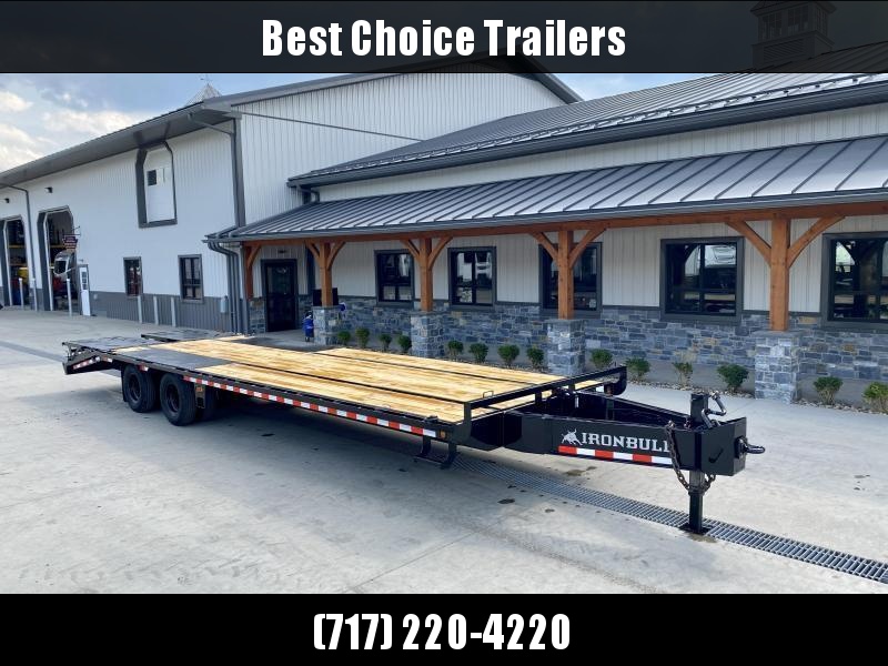 2022 Ironbull 102x25' Pintle Beavertail Deckover Trailer 22000# GVW * DEXTER AXLES * HDSS SUSPENSION * FULL WIDTH RAMPAGE RAMPS * PIERCED FRAME * UNDER FRAME BRIDGE * MUD FLAPS * SPARE MOUNT * CLEARANCE 2022 Ironbull 102x25' Pintle Beavertail Deckover Trailer 22000# GVW * DEXTER AXLES * HDSS SUSPENSION * FULL WIDTH RAMPAGE RAMPS * PIERCED FRAME * UNDER FRAME BRIDGE * MUD FLAPS * SPARE MOUNT * CLEARANCE