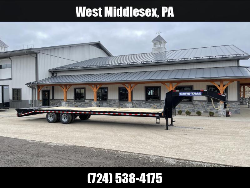 2025 Sure-Trac 102x30' Gooseneck Beavertail Deckover Trailer 22500# GVW * FULL WIDTH RAMPS * DEXTER AXLES * 12" I-BEAM * PIERCED FRAME * RUBRAIL/STAKE POCKETS/PIPE SPOOLS/10 D-RINGS * CROSS TRAC BRACING * HD BEAVERTAIL 1750184079