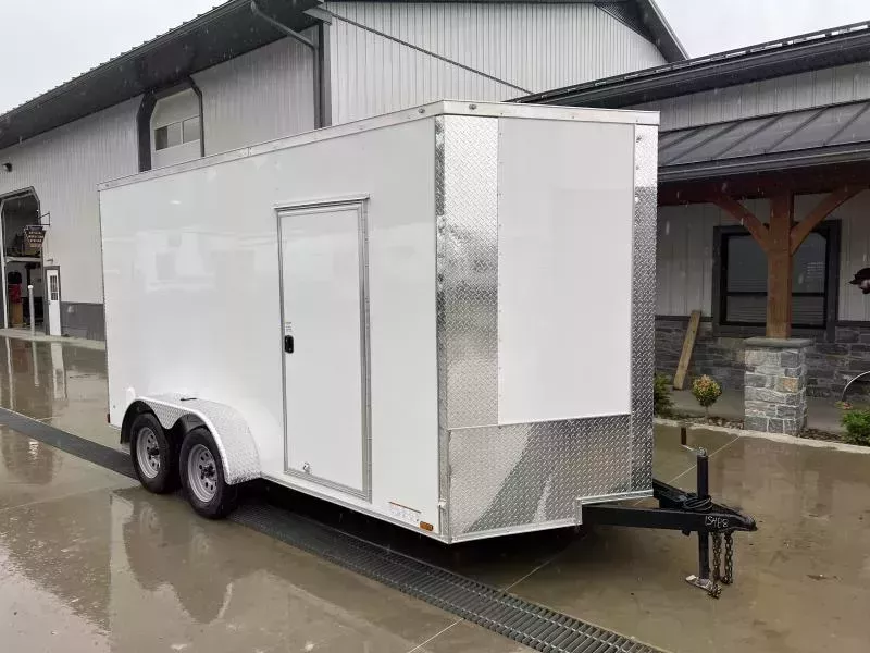 2026 Xtreme Cargo 7x14 Enclosed Cargo Trailer 7000# GVW * 7' HEIGHT UTV PKG * 16" O.C. FLOOR AND WALLS * SILVER .080 POLYCOR SEMI-SCREWLESS EXTERIOR * RV DOOR * PLYWOOD WALLS AND FLOOR * TUBE STUDS