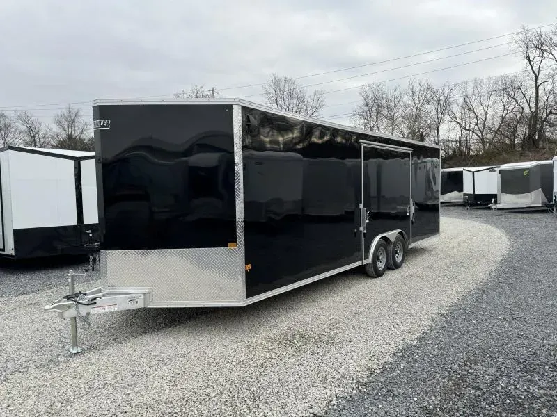 2026 E-Z Hauler 8.5x20' Aluminum Enclosed Car Hauler 9990# GVW * BLACK .080 POLYCOR EXTERIOR * FULL ESCAPE DOOR * VINYL WALLS * ALUMINUM WHEELS * ALUMINUM FRAME * 16" O/C * SCREWLESS * ONE PC ROOF * 4 D-RINGS * BEAVERTAIL