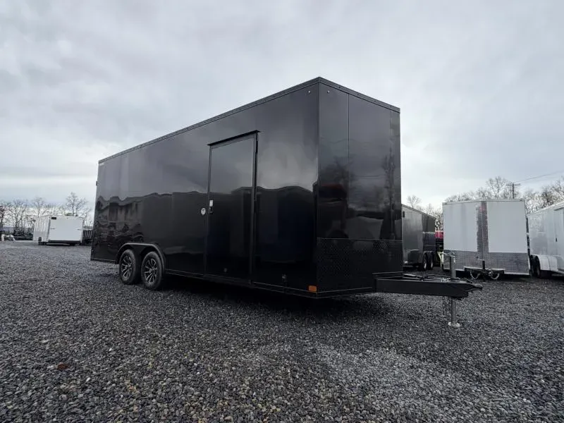 2026 ITI Cargo 8.5x20 Enclosed Car Hauler Trailer 7000# GVW * ALUMINUM WHEELS * WHITE BLACKOUT EXTERIOR * SCREWLESS EXTERIOR * 7' HEIGHT * 1 PC ALUMINUM ROOF * TRUCKBED LINER ON TONGUE/SILLS * UNDERCOATED * TRIPLE TUBE TONGUE