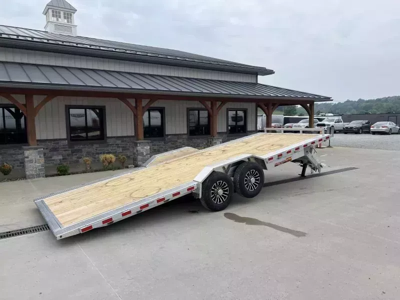 2026 H&H 102x22' Aluminum Power Tilt Car Hauler Trailer 14000# GVW * 102" DECK OUTRIGGERS * HD WELD ON FENDERS * POWER TILT * ALUMINUM TOOLBOX * 8" CHANNEL FRAME * ALUMINUM WHEELS * 12K DROP JACK * ADJUSTABLE COUPLER * INTEGRATED TAIL LIGHTS