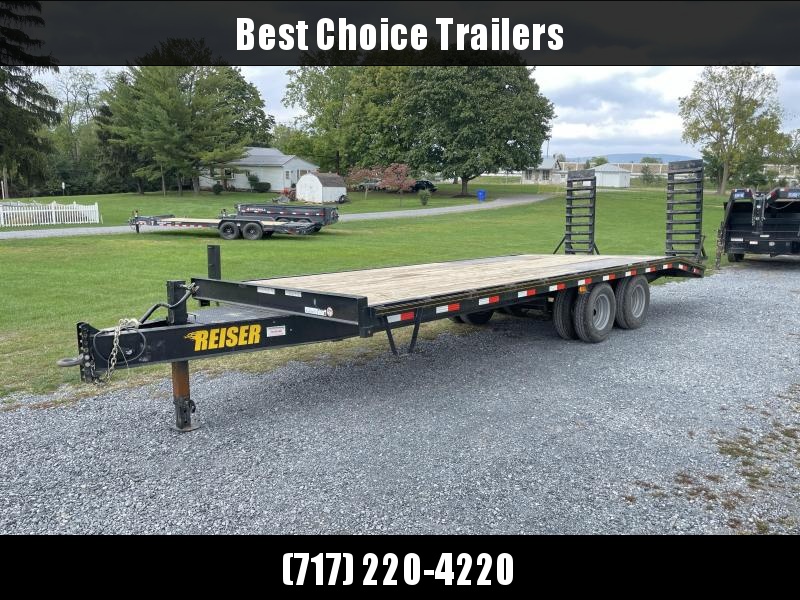 USED 2021 Reiser 102x24' Pintle Beavertail Deckover Flatbed 20000# GVW * TANDEM DUAL * TOOLBOX * OIL BATH USED 2021 Reiser 102x24' Pintle Beavertail Deckover Flatbed 20000# GVW * TANDEM DUAL * TOOLBOX * OIL BATH