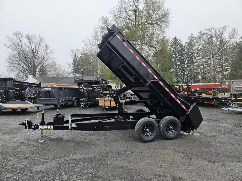2026 Punch Trailer by Novae 7x14' Low Profile Dump Trailer 14000# GVW * DELUXE TARP KIT * SCISSOR HOIST * 10GA FLOOR * 110V CHARGER * ADJUSTABLE COUPLER * DROP LEG JACK * COMBINATION GATE * UNDERMOUNT RAMPS