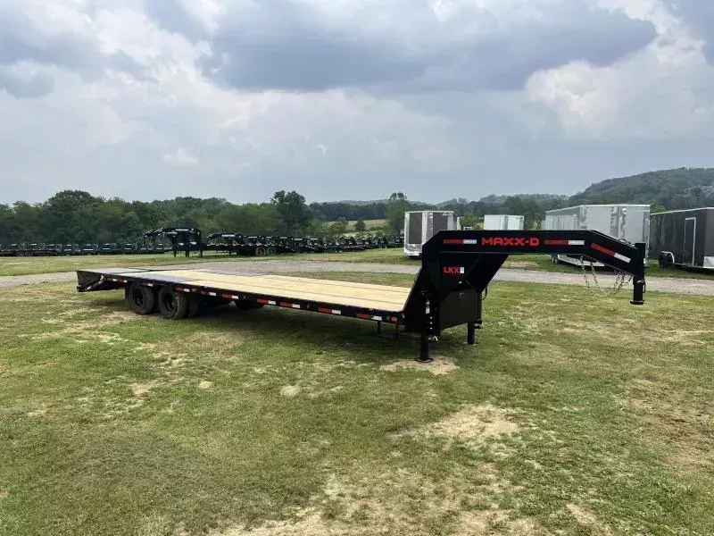 2026 MAXXD 102x30' LKX Gooseneck Flatbed Trailer 25990# GVW * 12000# DEXTER AXLES * EOH BRAKES * PIERCED I-BEAM FRAME * WINCH PLATE IN NECK * I-BEAM CROSSMEMBERS * 6" SIDE RAIL * FULL WIDTH RAMPS * TORQUE TUBE