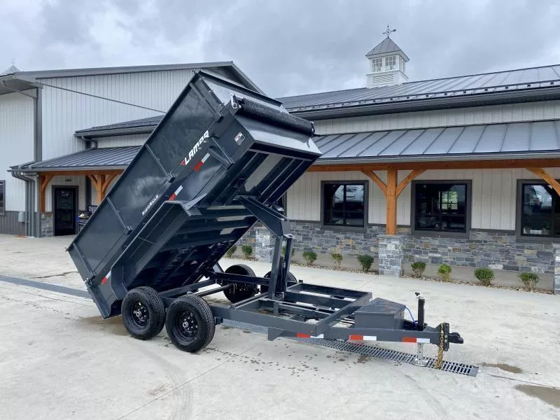 2026 Lamar 77x12' 9990# GVW High Side Dump Trailer * 3.5' HIGH SIDES * SCISSOR HOIST * DROP JACK * DELUXE TARP KIT * ADJUSTABLE COUPLER * CHARCOAL * SPARE MT * RIGID RAILS * HARD TO FIND WIDTH!! 