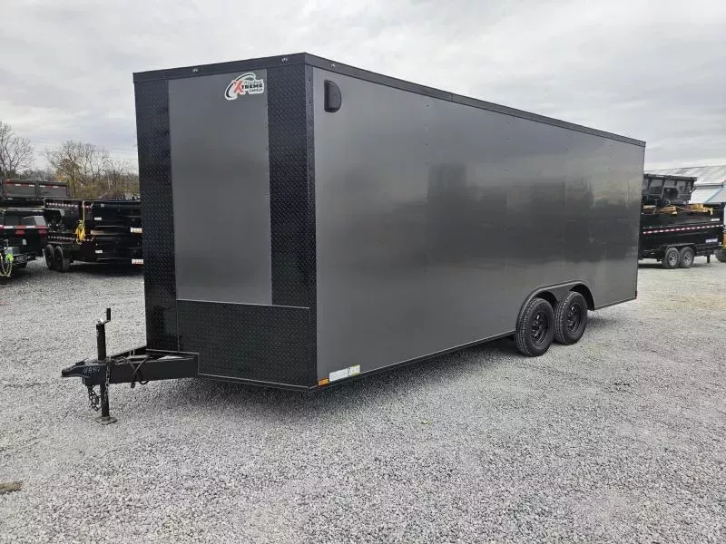 2026 Xtreme Cargo 8.5x20 Enclosed Car Hauler Trailer 7000# GVW * 7' HEIGHT UTV PKG * CHARCOAL BLACKOUT PACKAGE * REAR SPOILER W/ LOADING LIGHT * .080 POLYCOR SEMI-SCREWLESS * RV DOOR * PLYWOOD WALLS AND FLOOR * TUBE STUDS * D-RINGS * 6" TUBE FRAME lLfLlY373obj