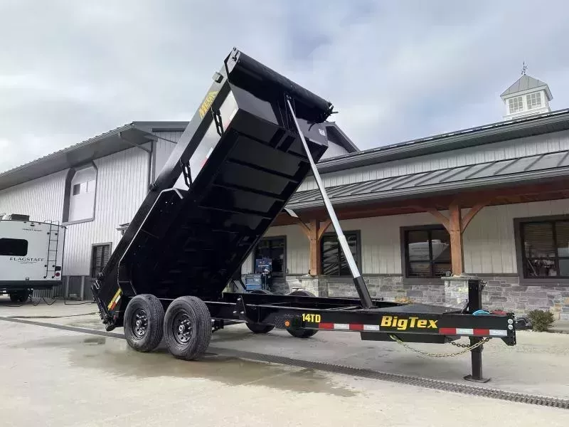 2026 Big Tex Trailers 14TD 7x14' HD Low Profile Telescopic Dump Trailer 15400# GVW * HYDRAULIC JACK * 14-PLY TIRES * SWINGARM TARP * SOLAR CHARGER * 7GA FLOOR * MEGA RAIL * 5-STAGE 12-TON TELESCOPIC HOIST * 8" I-BEAM FRAME * COMBO GATE * REAR STAB JACKS