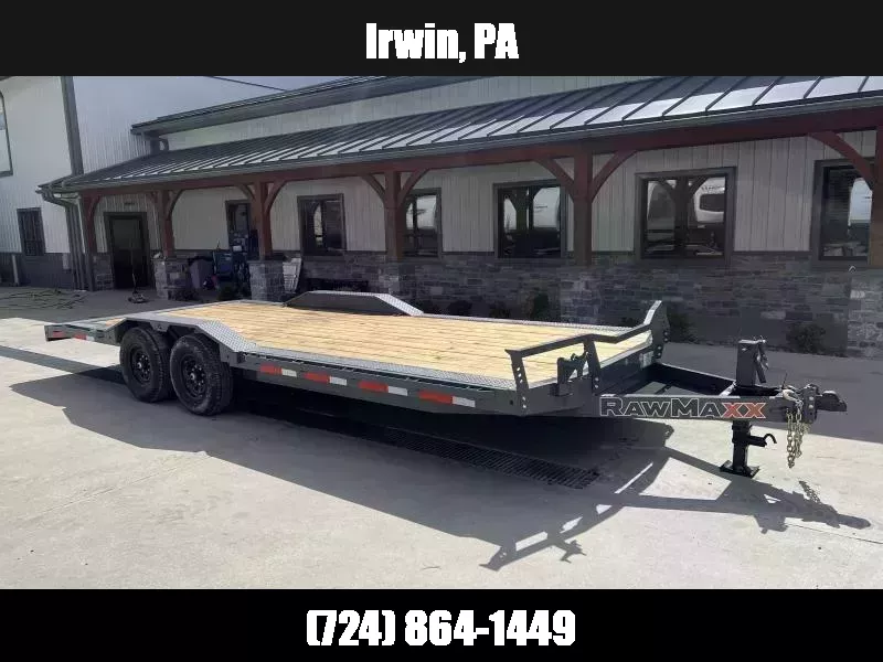 2026 RawMaxx 102x24' Buggy Car Hauler Trailer 14000# GVW * 102" DECK W/ DRIVE OVER FENDERS * TOOLBOX * DEXTER AXLES * RUBRAIL/CHAIN SPOOLS/STAKE POCKETS/D-RINGS 1761067113