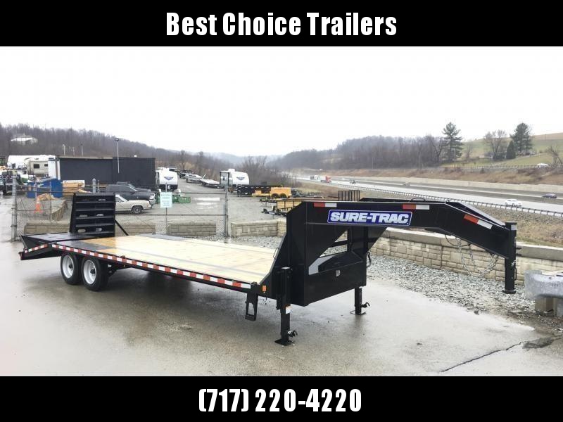 2021 Sure-Trac 102x25' Gooseneck Beavertail Deckover Trailer 17600# GVW * 8000# AXLES * 17.5" 16-PLY TIRES * 3 3/8" BRAKES * DUAL JACKS * FULL TOOLBOX * FULL WIDTH RAMPS (STAND UP OR FLIPOVER) * 12" I-BEAM * PIERCED FRAME * (10) 1" D-RINGS * CROSS TRAC 2021 Sure-Trac 102x25' Gooseneck Beavertail Deckover Trailer 17600# GVW * 8000# AXLES * 17.5" 16-PLY TIRES * 3 3/8" BRAKES * DUAL JACKS * FULL TOOLBOX * FULL WIDTH RAMPS (STAND UP OR FLIPOVER) * 12" I-BEAM * PIERCED FRAME * (10) 1" D-RINGS * CROSS TRAC
