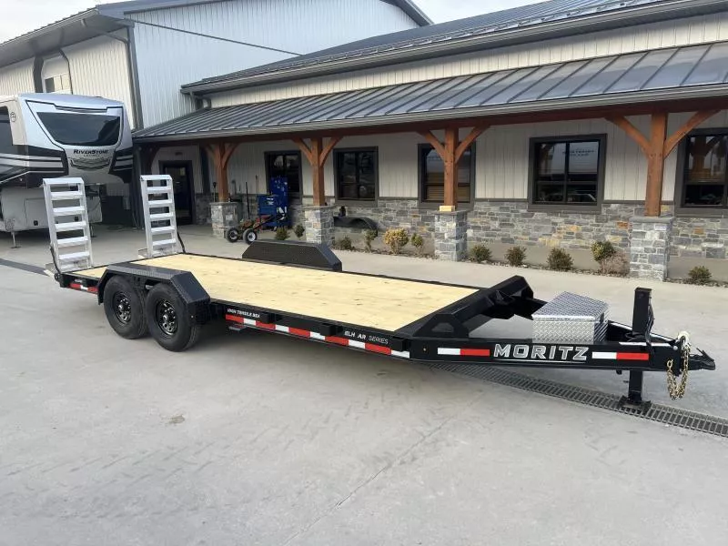 2026 Moritz 7x20' Equipment Trailer 14000# GVW * DEXTER AXLES * TORSION SUSPENSION * WET COAT PAINT * 8" I-BEAM FRAME * ALUMINUM RAMPS & TOOLBOX * 4-BOLT COUPLER * DROP AXLES