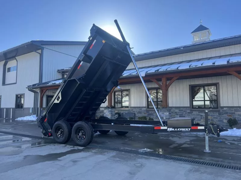 2026 Hillcrest Trailers 6x12' Dump Trailer 9990 GVW * 12-TON TELESCOPIC HOIST * I-BEAM FRAME * DELUXE TARP KIT * HD TOP RAIL * ADJUSTABLE COUPLER * DROP LEG JACK * 110V CHARGER * COMBO GATE * UNDERMOUNT RAMPS