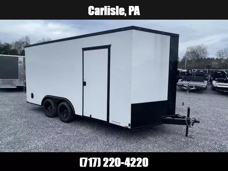 2026 Xtreme Cargo 8.5x16 Enclosed Car Hauler Trailer 7000# GVW * 7' HEIGHT UTV PKG * WHITE BLACKOUT PACKAGE * .080 POLYCOR SEMI-SCREWLESS * RV DOOR * PLYWOOD WALLS AND FLOOR * TUBE STUDS * D-RINGS * 6" TUBE FRAME 1763761774