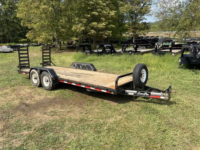 USED CornPro 7X20 12,000 GVW Equipment Trailer * STAND UP RAMPS * ADJUSTABLE COUPLER * SPARE TIRE MOUNT & SPARE TIRE * 