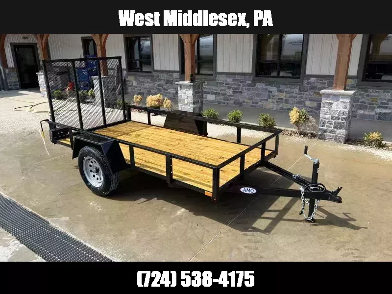 2026 AMO 5x10' Angle Iron Utility Landscape Trailer w/ Gate 2990# GVW * A-FRAME TONGUE * 4' GATE * TREATED WOOD FLOOR * A-FRAME JACK * 15" RADIAL TIRES * SPRING ASSITED GATE * FOLD IN GATE * TUBE GATE CROSSMEMBERS 1757532102