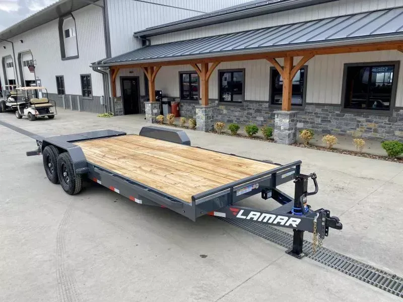 2026 Lamar 7x20' Equipment Trailer 14000# GVW - FULL WIDTH RAMPS * CHARCOAL * RUBRAIL/STAKE POCKETS/CHAIN SPOOLS * ADJUSTABLE CAST COUPLER * 12K JACK * REMOVABLE FENDERS