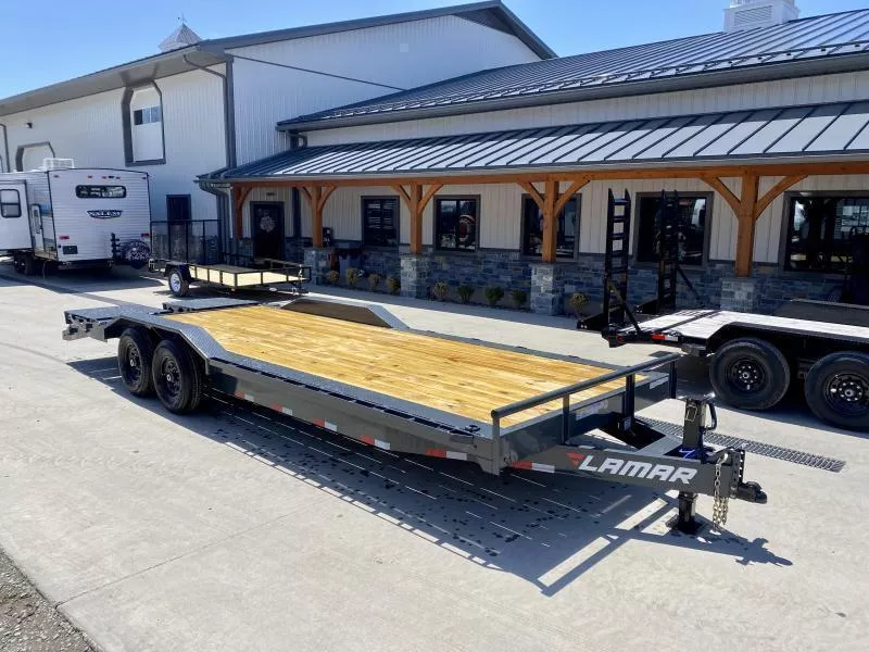 2026 Lamar 102x24' Equipment Trailer 14000# GVW * TOOLBOX * FULL WIDTH RAMPS * 102" DECK * DRIVE OVER FENDERS * CHARCOAL * D-RINGS * 8IN FRAME UPGRADE