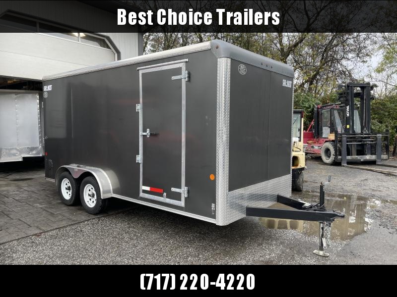 USED 2017 Car Mate 7x16' Enclosed Cargo Trailer 7000 GVW * SCREWLESS EXTERIOR * TORSION SUSPENSION * 1PC ROOF * 7' HEIGHT - UTV * D-RINGS * CHARCOAL USED 2017 Car Mate 7x16' Enclosed Cargo Trailer 7000 GVW * SCREWLESS EXTERIOR * TORSION SUSPENSION * 1PC ROOF * 7' HEIGHT - UTV * D-RINGS * CHARCOAL