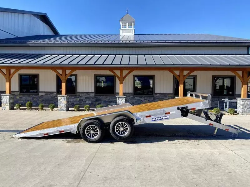 2026 Sure Trac 7x22' Aluminum Power Tilt Car Hauler Trailer 9990# GVW * POWER TILT * ALUMINUM TOOLBOX * 8" CHANNEL FRAME * REMOVABLE FENDERS * ALUMINUM WHEELS * DROP JACK