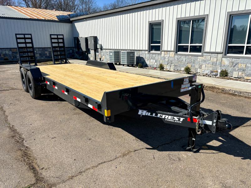 2025 Hillcrest Trailers 7x22 Equipment Trailer 16000 GVW * 8000# AXLES * 14-PLY RUBBER * DELUXE RAMPS * D-RINGS/STAKE POCKETS * HD ADJUSTABLE COUPLER * CHARCOAL POWDER COAT