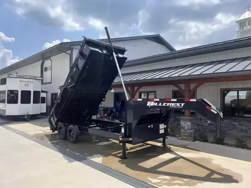 2026 Hillcrest Trailers 7x16' Gooseneck Dump Trailer 21000 GVW * TRIPLE AXLE * 12-TON TELESCOPIC HOIST * ENGINEERED NECK * I-BEAM FRAME * 7GA FLOOR * DELUXE TARP KIT * HD TOP RAIL * REAR STAB JACKS * 12" O.C. C/M