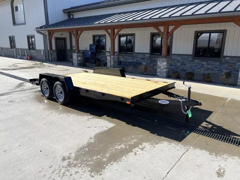 2025 AMO 7x16' Wood Deck Car Trailer 7000# GVW * LED TAIL LIGHTS * STACKED CHANNEL TONGUE/FRAME * BEAVERTAIL * REMOVABLE FENDERS * 2-AXLE BRAKES