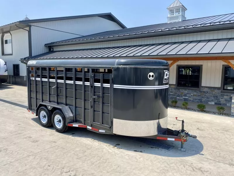 2025 Corn Pro 18' Livestock Trailer 12000# GVW * GREY/CHARCOAL * TORSION SUSPENSION * DEXTER AXLES * 235/80/R16 10-PLY TIRES * HD FENDERS * CENTER AND REAR SLAM GATES * 4" CHANNEL TONGUE * URETHANE PAINT * KILN DRIED LUMBER