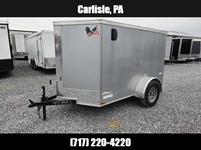 2025 Quality Cargo 5x8 Single Axle Enclosed Cargo Trailer 2990# GVW * SILVER EXTERIOR * PLYWOOD WALLS AND FLOOR * 16" O.C. * TUBE STUDS * BARN DOOR * V-NOSE 1768406799