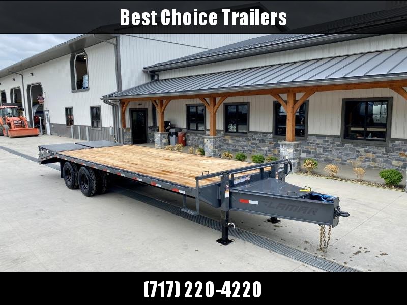 2022 Lamar 102x25' Pintle Beavertail Deckover Trailer 22000# * FULL WIDTH RAMPS * CHARCOAL * 12" / 19# I-BEAM * DEXTER TANDEM DUALS * FRONT TOOLBOX / DUAL JACKS * UNDER FRAME BRIDGE * CLEARANCE 2022 Lamar 102x25' Pintle Beavertail Deckover Trailer 22000# * FULL WIDTH RAMPS * CHARCOAL * 12" / 19# I-BEAM * DEXTER TANDEM DUALS * FRONT TOOLBOX / DUAL JACKS * UNDER FRAME BRIDGE * CLEARANCE