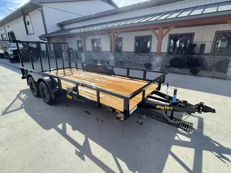 2026 Big Tex Trailers 70PI 7X18' Tube Top Landscape Utility Trailer 7000# GVW * ADJUSTABLE COUPLER * 2X2" TUBE TOP RAIL * LED * SETBACK JACK * (4) TIE DOWNS * DEXTER AXLES * SPARE MOUNT