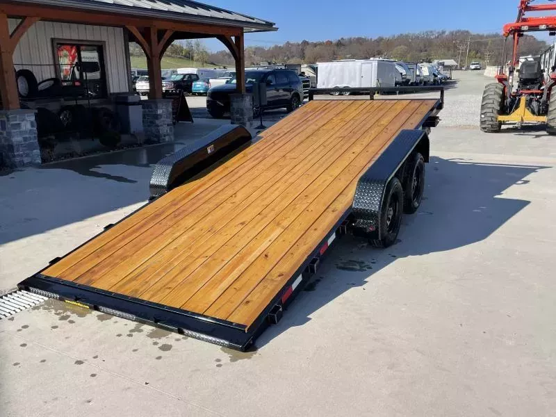 2026 H&H 7x18' Tilt Car Hauler Trailer 7000# GVW * FULL WIDTH LOADING * 5" FRAME * DROP JACK * INTEGRATED TAIL LIGHTS * CHANNEL C/M