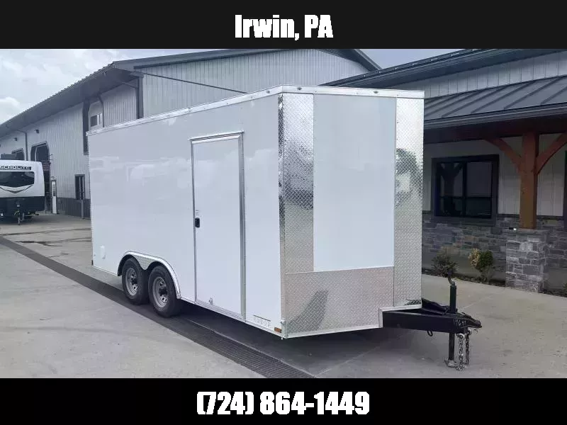 2026 Xtreme Cargo 8.5x16 Enclosed Car Hauler Trailer 9990# GVW * 5200# AXLES * 7' HEIGHT UTV PKG * WHITE EXTERIOR * .080 POLYCOR SEMI-SCREWLESS * RV DOOR * PLYWOOD WALLS AND FLOOR * TUBE STUDS * D-RINGS * 6" TUBE FRAME 1763610199
