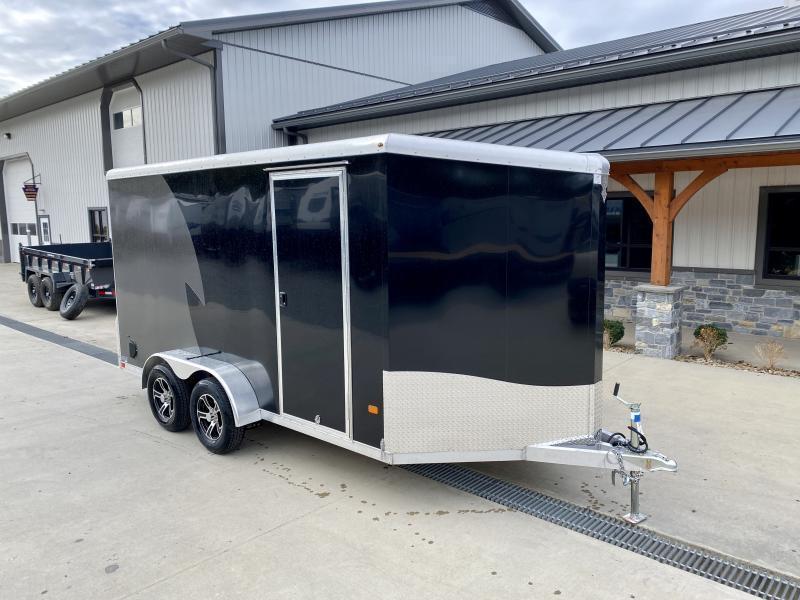 2025 NEO Trailers 7x16' NAMR Aluminum Enclosed Motorcycle Trailer * BLACK+CHARCOAL * CABLELESS RAMP DOOR * VINYL WALLS * 7' HEIGHT - UTV PKG * ALUMINUM WHEELS * TIE DOWN SYSTEM