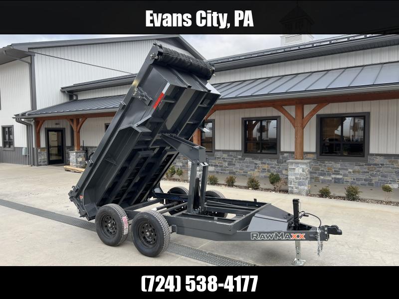 2025 RawMaxx 5x10' Low Profile Hydraulic Dump Trailer 9990# GVW * SCISSOR HOIST * 3-WAY COMBO GATE * UNDERMOUNT RAMPS * ADJUSTABLE COUPLER * 7000# JACK * 110V CHARGER * 5" CHANNEL TONGUE/FRAME/BEDFRAME 1750183929