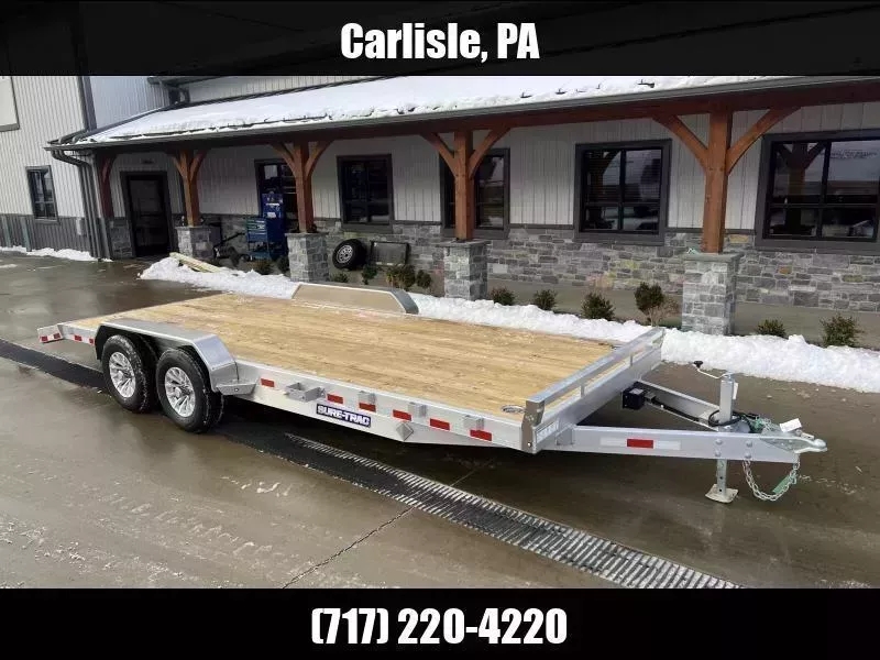 2026 Sure-Trac 7x18' Aluminum Wood Deck Car Hauler 7000# GVW * SWIVEL D-RINGS * REAR SLIDE OUT POOCH PLATE RAMPS * SEALED WIRING HARNESS * STAKE POCKETS * 2' DOVETAIL * ALUMINUM WHEELS * SPARE TIRE MOUNT