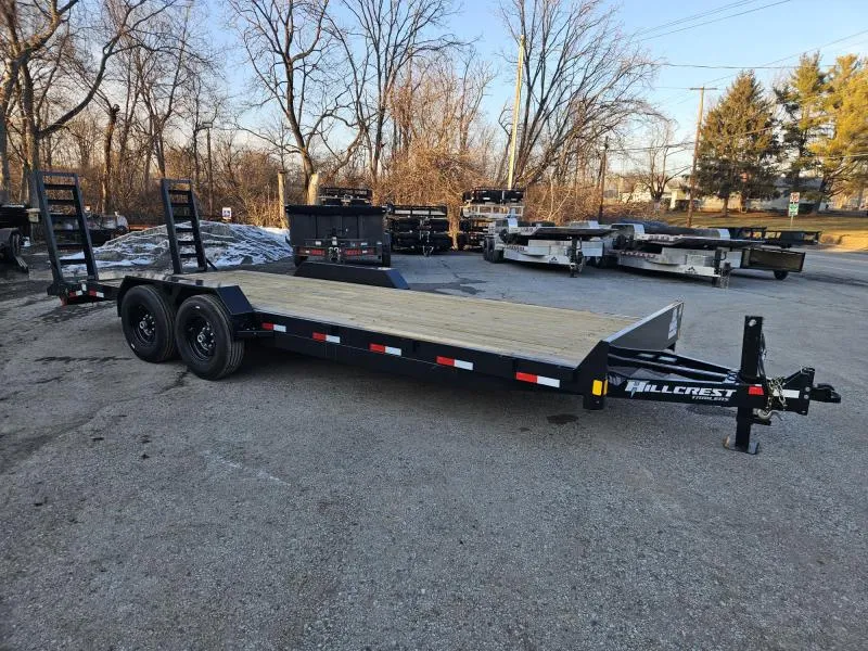 2025 Hillcrest Trailers 7x22 Equipment Trailer 16000 GVW * 8000# AXLES * 14-PLY RUBBER * STANDARD RAMPS * D-RINGS/STAKE POCKETS * HD ADJUSTABLE COUPLER * CHARCOAL POWDER COAT