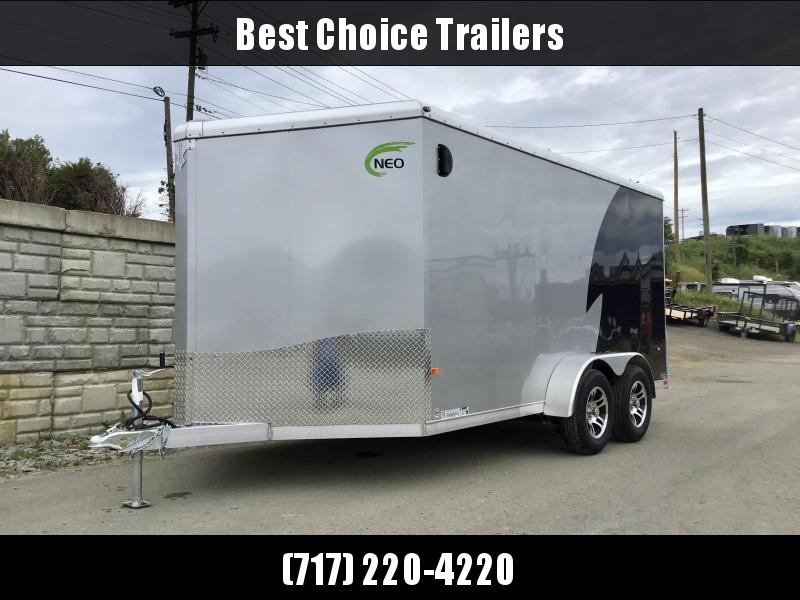 2021 Neo 7x16' NAMR Aluminum Enclosed Motorcycle Trailer * VINYL WALLS * ALUMINUM WHEELS * +6" HEIGHT * BLACK+SILVER * SPORT TIE DOWN SYSTEM 2021 Neo 7x16' NAMR Aluminum Enclosed Motorcycle Trailer * VINYL WALLS * ALUMINUM WHEELS * +6" HEIGHT * BLACK+SILVER * SPORT TIE DOWN SYSTEM