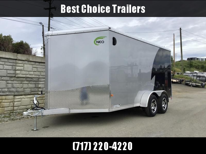 2021 Neo 7x16' NAMR Aluminum Enclosed Motorcycle Trailer * VINYL WALLS * ALUMINUM WHEELS * +6" HEIGHT * BLACK+SILVER * SPORT TIE DOWN SYSTEM 2021 Neo 7x16' NAMR Aluminum Enclosed Motorcycle Trailer * VINYL WALLS * ALUMINUM WHEELS * +6" HEIGHT * BLACK+SILVER * SPORT TIE DOWN SYSTEM