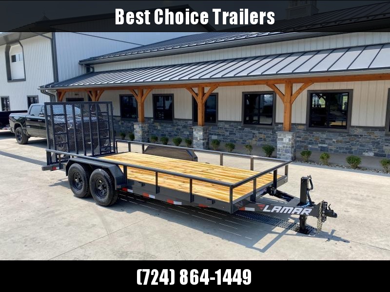 2021 Lamar 7x20' Utility Landscape Trailer 9990# GVW * 5' HD RAMP W/ SPRING ASST * 16" 10-PLY TIRES * 12K JACK * 2' DOVETAIL * PIPE TOP * CHARCOAL * 12K JACK * 5" CHANNEL TONGUE/FRAME * CHANNEL C/M * ADJUSTABLE COUPLER 2021 Lamar 7x20' Utility Landscape Trailer 9990# GVW * 5' HD RAMP W/ SPRING ASST * 16" 10-PLY TIRES * 12K JACK * 2' DOVETAIL * PIPE TOP * CHARCOAL * 12K JACK * 5" CHANNEL TONGUE/FRAME * CHANNEL C/M * ADJUSTABLE COUPLER