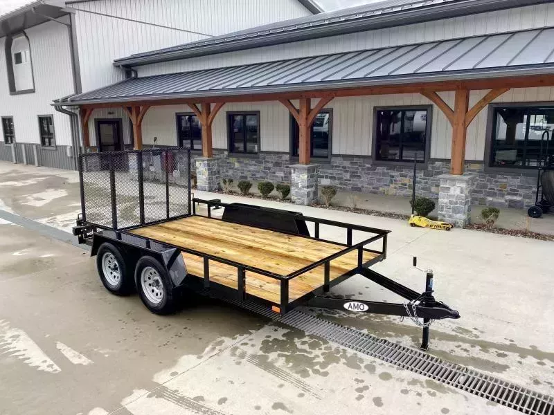 2026 AMO 6.5x12' Tandem Axle Angle Iron Utility Landscape Trailer 7000# GVW * 4' GATE * BRAKES ON BOTH AXLES * TOOLESS GATE REMOVAL