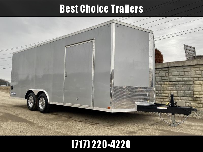 2021 Sure-Trac 8.5x20' Deluxe Pro Series Enclosed Car Hauler Trailer 9900# GVW * SILVER EXTERIOR * V-NOSE * RAMP * 5200# TORSION AXLES * NUDO FLOOR & RAMP * VINYL WALLS * ESCAPE HATCH * .030 SCREWLESS EXTERIOR * ALUMINUM WHEELS * 1 PC ROOF * 48" RV DOOR 2021 Sure-Trac 8.5x20' Deluxe Pro Series Enclosed Car Hauler Trailer 9900# GVW * SILVER EXTERIOR * V-NOSE * RAMP * 5200# TORSION AXLES * NUDO FLOOR & RAMP * VINYL WALLS * ESCAPE HATCH * .030 SCREWLESS EXTERIOR * ALUMINUM WHEELS * 1 PC ROOF * 48" RV DOOR