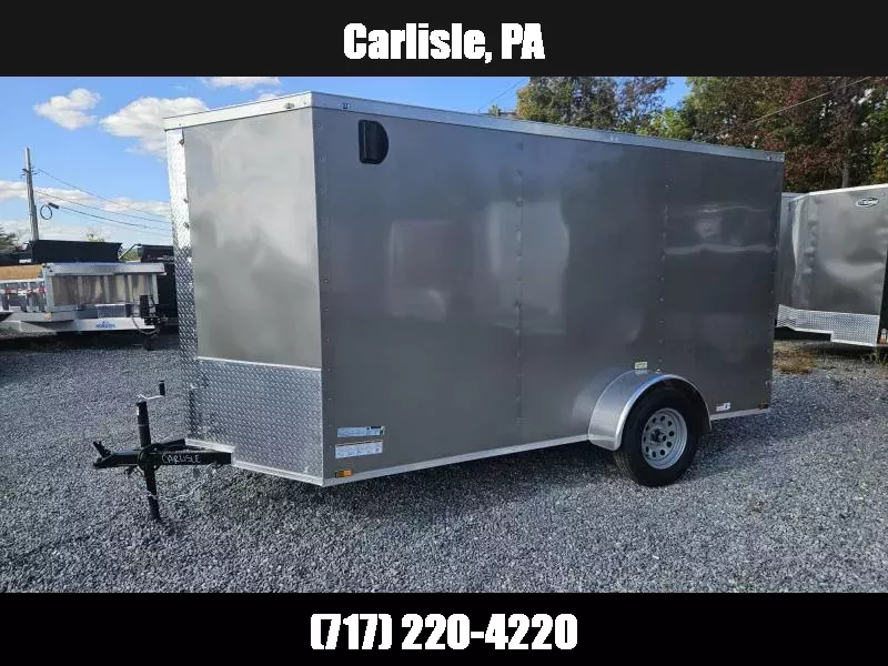 2025 Quality Cargo 6x12 Single Axle Enclosed Cargo Trailer 2990# GVW * 6'3 CEILING HEIGHT * SILVER EXTERIOR * PLYWOOD WALLS AND FLOOR * RV DOOR * 16" O.C. * TUBE STUDS * RAMP DOOR * V-NOSE 1768405283