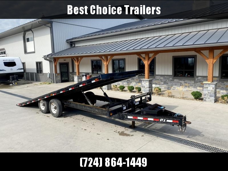 USED 2019 PJ Trailers 102x22' Deckover Power Tilt Trailer 14000# GVW * DUAL PISTON * 14-PLY RUBBER * RUBRAIL/STAKE POCKETS * WINCH PLATE * 12K JACK * CHAIN TRAY * ADJUSTABLE PINTLE COUPLER * I-BEAM USED 2019 PJ Trailers 102x22' Deckover Power Tilt Trailer 14000# GVW * DUAL PISTON * 14-PLY RUBBER * RUBRAIL/STAKE POCKETS * WINCH PLATE * 12K JACK * CHAIN TRAY * ADJUSTABLE PINTLE COUPLER * I-BEAM