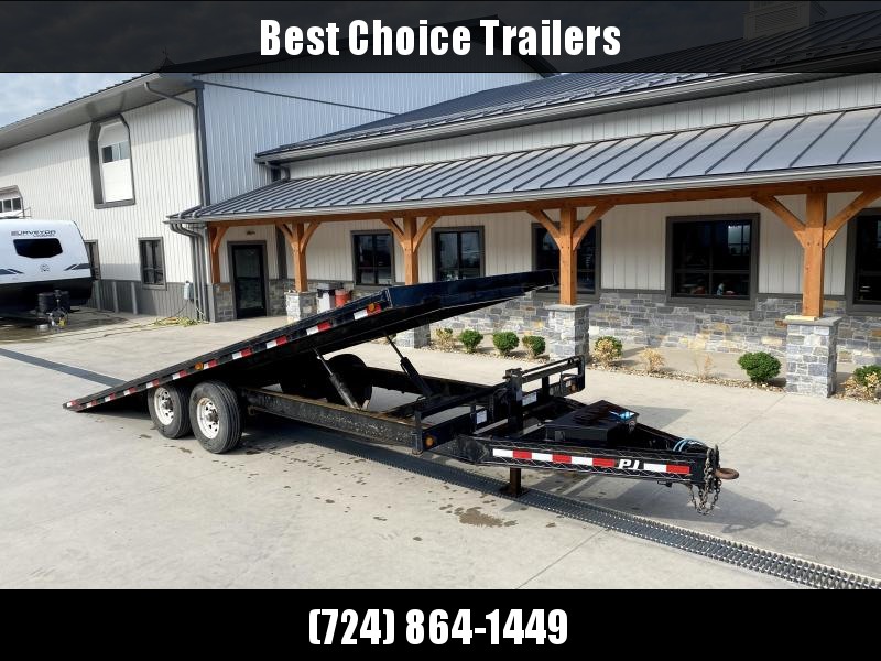 USED 2019 PJ Trailers 102x22' Deckover Power Tilt Trailer 14000# GVW * DUAL PISTON * 14-PLY RUBBER * RUBRAIL/STAKE POCKETS * WINCH PLATE * 12K JACK * CHAIN TRAY * ADJUSTABLE PINTLE COUPLER * I-BEAM USED 2019 PJ Trailers 102x22' Deckover Power Tilt Trailer 14000# GVW * DUAL PISTON * 14-PLY RUBBER * RUBRAIL/STAKE POCKETS * WINCH PLATE * 12K JACK * CHAIN TRAY * ADJUSTABLE PINTLE COUPLER * I-BEAM