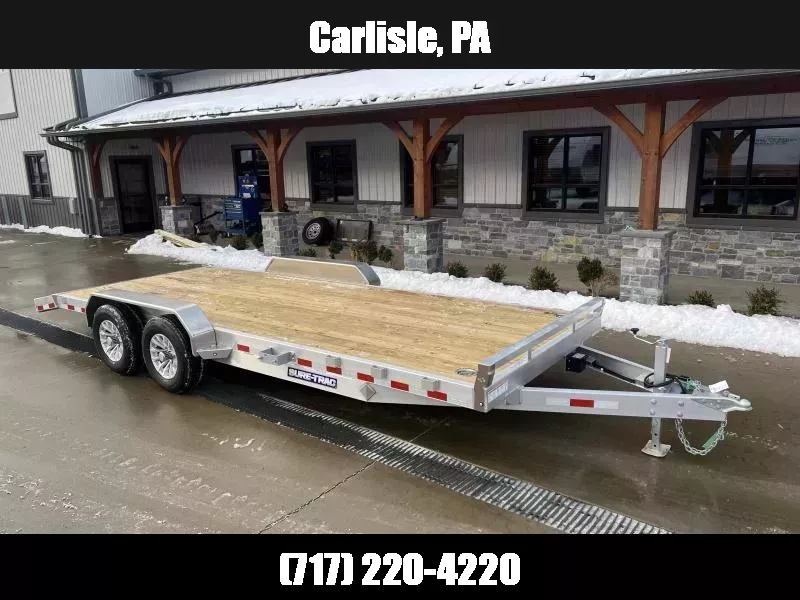 2025 Sure-Trac 7x20' Aluminum Wood Deck Car Hauler 9900# GVW * SWIVEL D-RINGS * REAR SLIDE OUT POOCH PLATE RAMPS * SEALED WIRING HARNESS * STAKE POCKETS * 2' DOVETAIL * ALUMINUM WHEELS * SPARE TIRE MOUNT